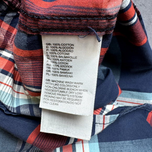 The North Face Shirt Mens XL Red Blue Plaid Lightweight Button Up Short Sleeve - Picture 7 of 8